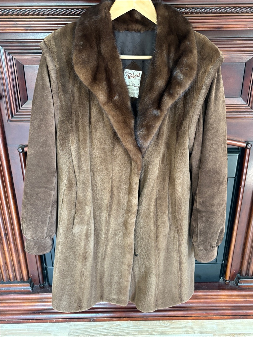 Classic Brown Women's Mink Beaver and Swede fur Coat